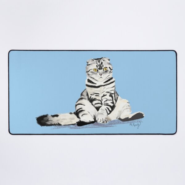 Item preview, Tuggles - silver tabby, scottish fold cat, blue or no background designed and sold by Deromilly.