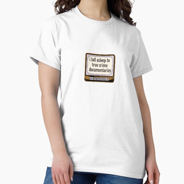 Vista previa del artículo con la obra «Me quedo dormido con documentales sobre crímenes reales.», diseñado y vendido por stickersxbecca.