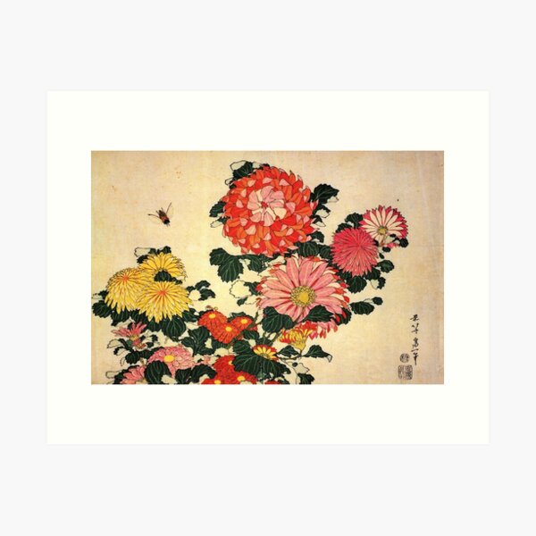 'Chrysanthemum and Bee' by Katsushika Hokusai (Reproduction) Art Print