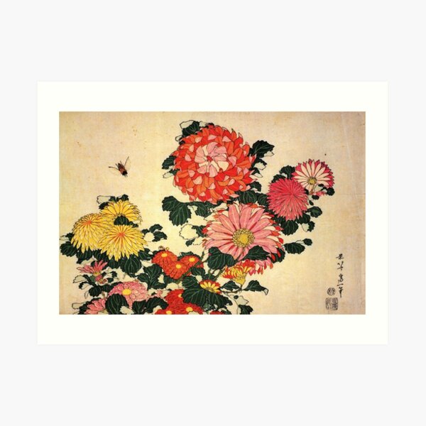 'Chrysanthemum and Bee' by Katsushika Hokusai (Reproduction) Art Print