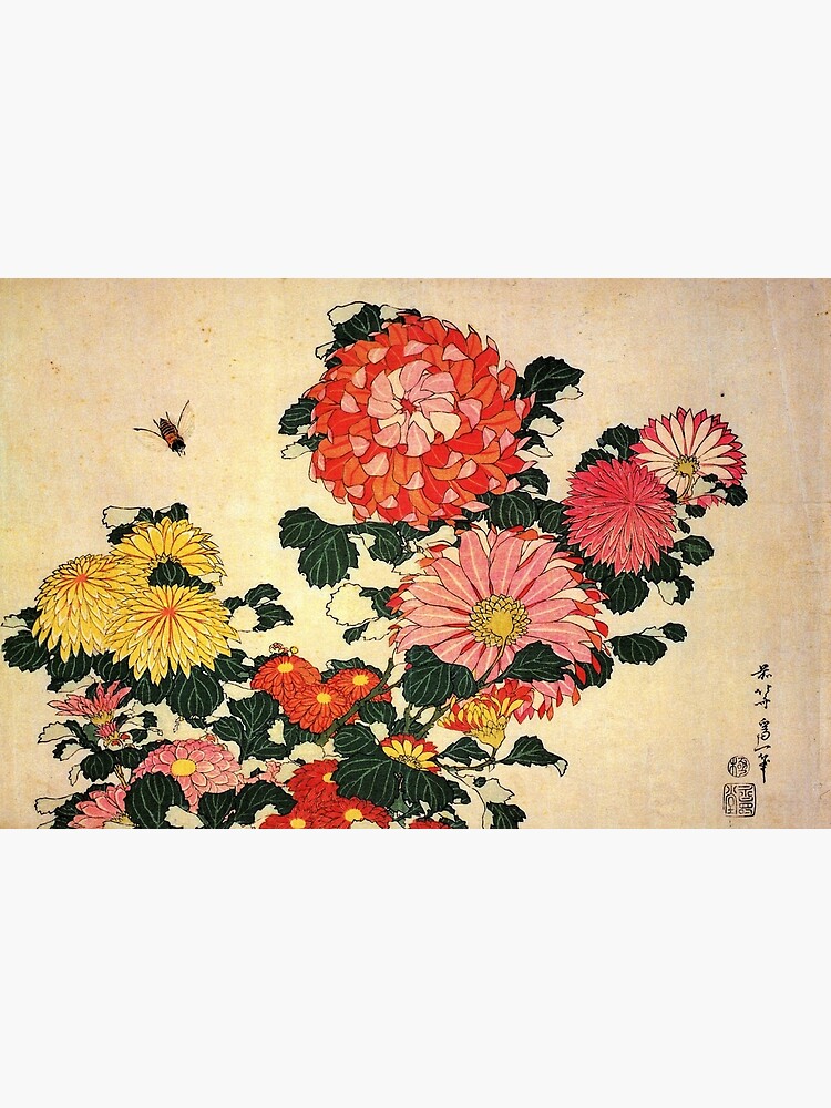 'Chrysanthemum and Bee' by Katsushika Hokusai (Reproduction) by RozAbellera