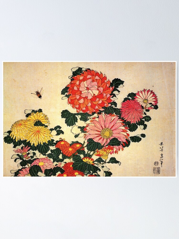 Alternate view of 'Chrysanthemum and Bee' by Katsushika Hokusai (Reproduction) Poster