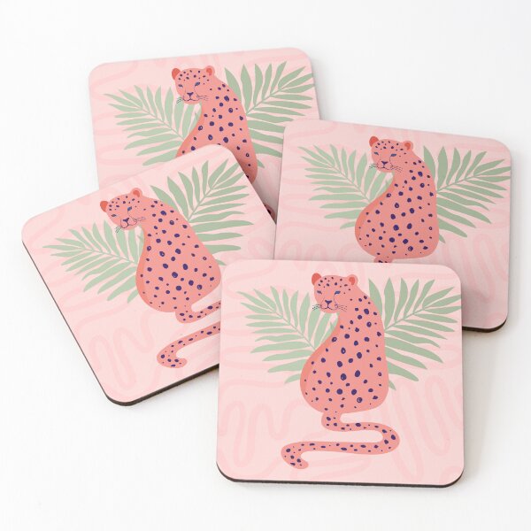 Item preview, Simple Sitting Jaguar with Palms Pink designed and sold by kayaho.