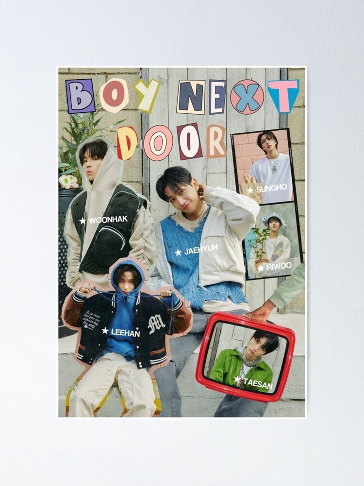 Boynextdoor BND cute fun and aesthrtic collage ot6 edit | Poster