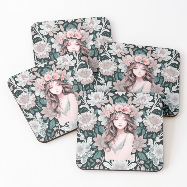 Item preview, Girl with wreath surrounded by flowers designed and sold by DigoCostaK7css.