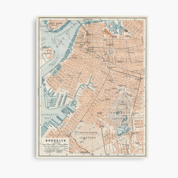 Item preview, Brooklyn New York 1909 Map Print designed and sold by VoyagerVintage.