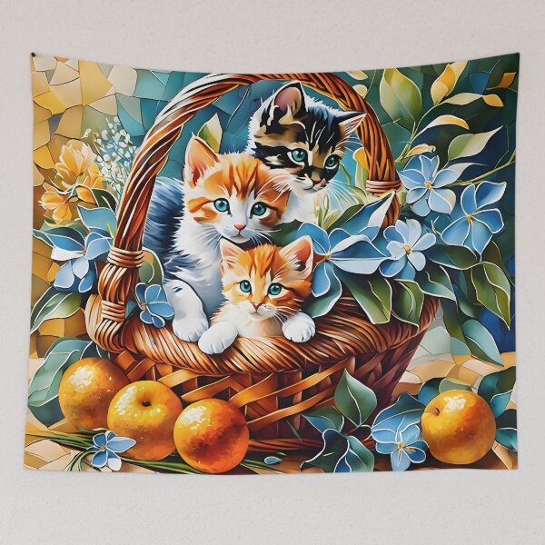 Item preview, Three Cats In A Basket designed and sold by ArtsyWishesShop.