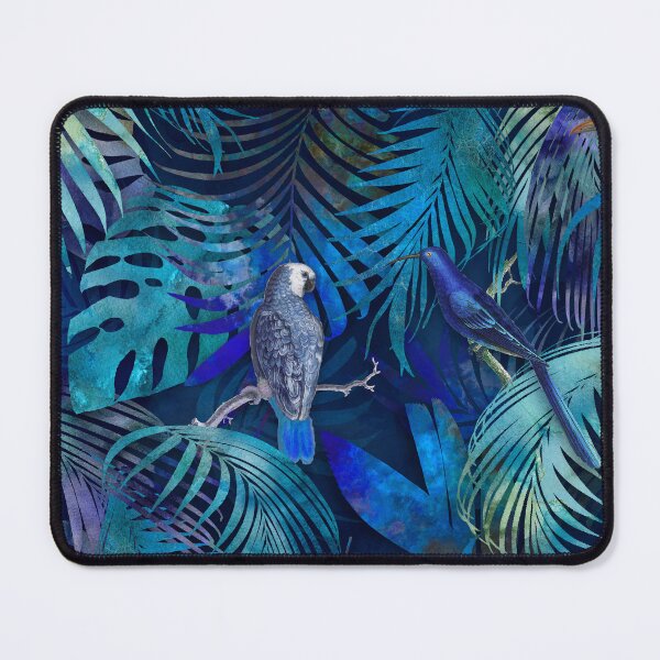 Item preview, Parrots Tropical Paradise Midnight Blue Watercolor Art designed and sold by artsandsoul.