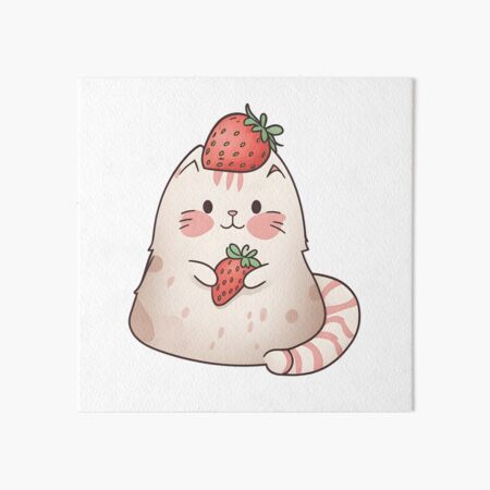 Strawberry Kitty Art Board Print for Sale by Realizey