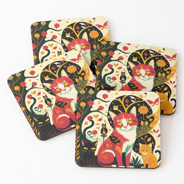 Item preview, Cat and her babies in the magical autumn forest designed and sold by paulagonig.
