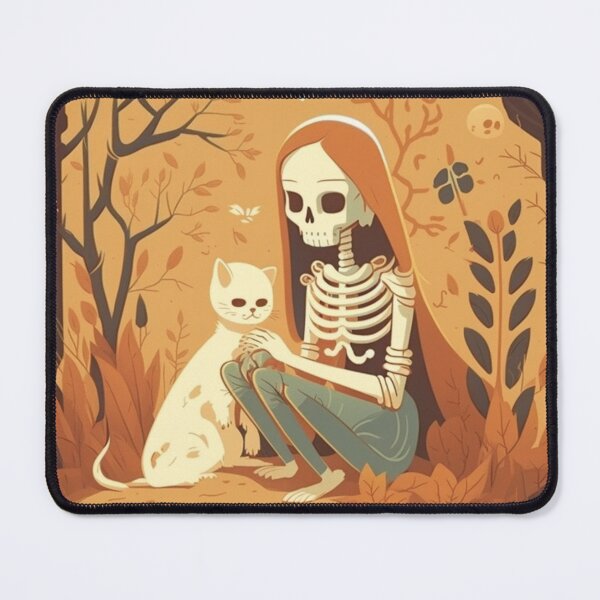 Item preview, Skeleton Girl & Ghost Cat designed and sold by Cozy Nerdy Things.