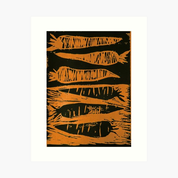 Carrots Linoleum Block Print