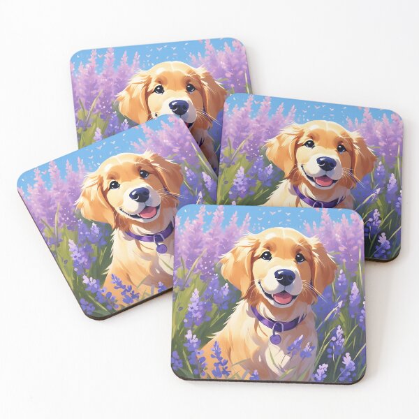 Item preview, Golden Retriever Among Lavender Fields designed and sold by designsbyflo.