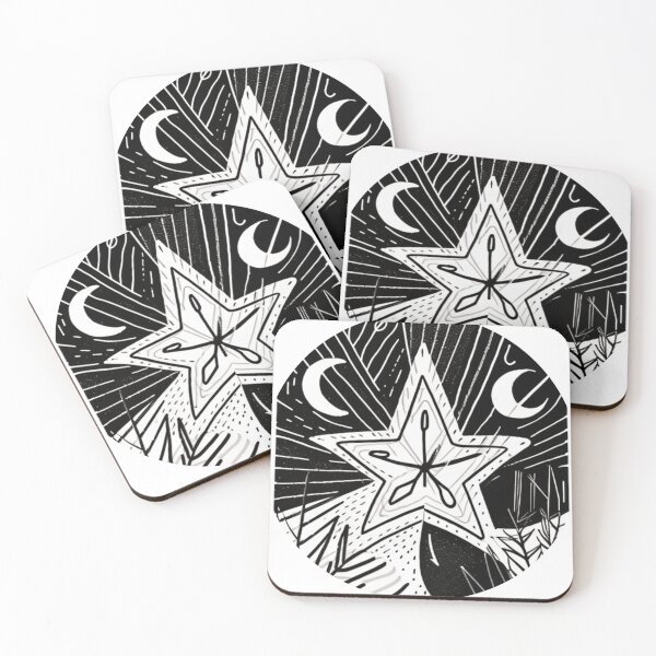 Item preview, Boho Celestial Landscape in Black and White designed and sold by HanaiPrint.