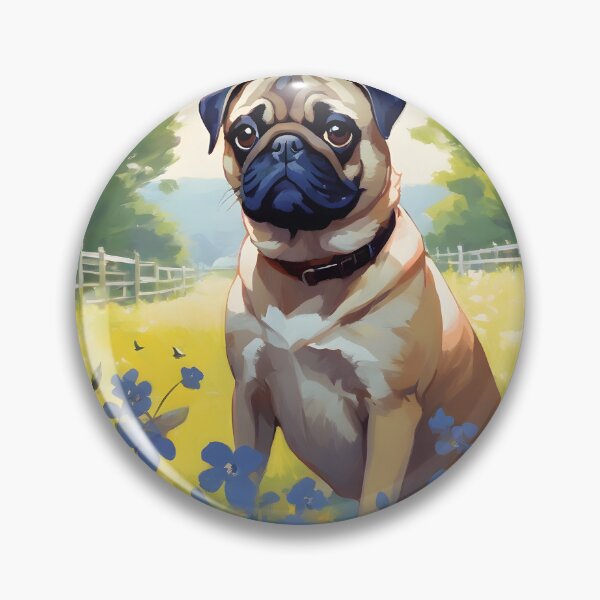 Item preview, Pug in Blue Blossoms designed and sold by designsbyflo.