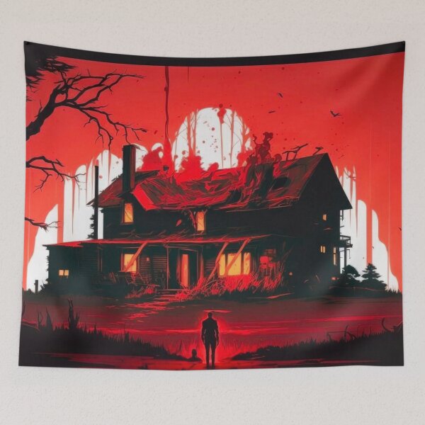 Item preview, Red Halloween Horror House on Fire designed and sold by TheFullFantasy.