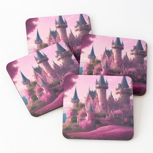 Item preview, A beautiful enchanted pink castle in a mysterious forest designed and sold by FCEalin.