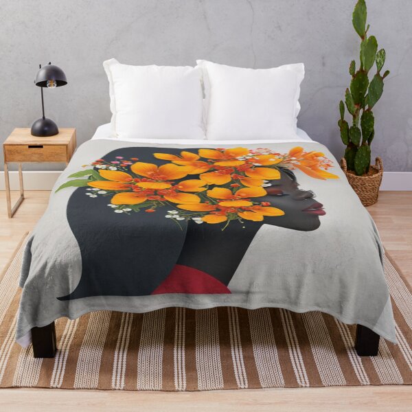 Item preview, A beautiful young black woman with yellow flowers on her head designed and sold by FCEalin.