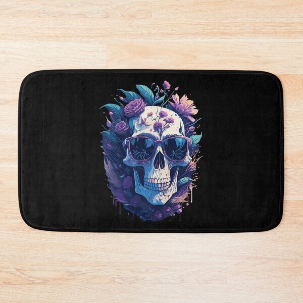 Item preview, Pastel floral skeleton skull with sunglasses designed and sold by Grafixfun.