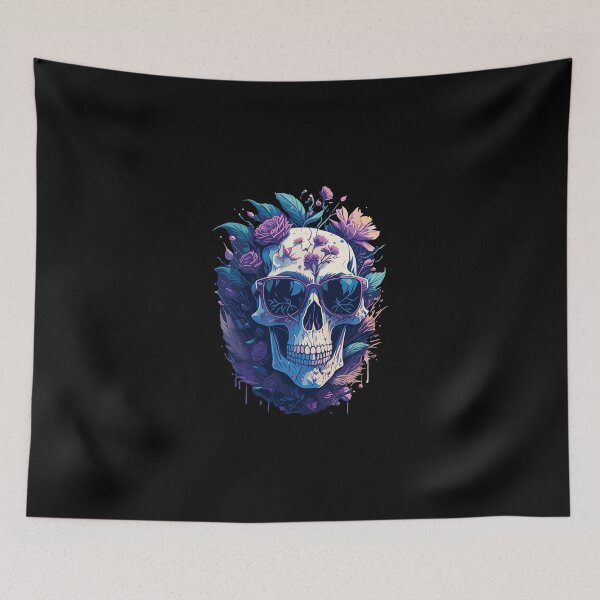 Item preview, Pastel floral skeleton skull with sunglasses designed and sold by Grafixfun.