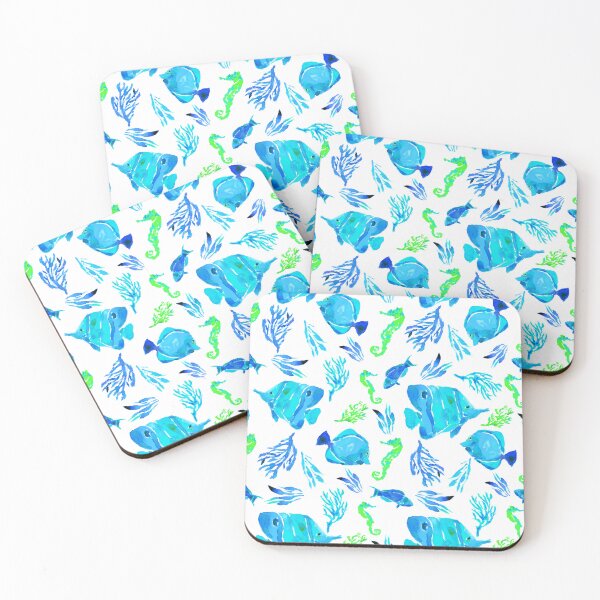 Item preview, Blue Ocean Fish and Coral Pattern designed and sold by KatrinMcgooganArt.