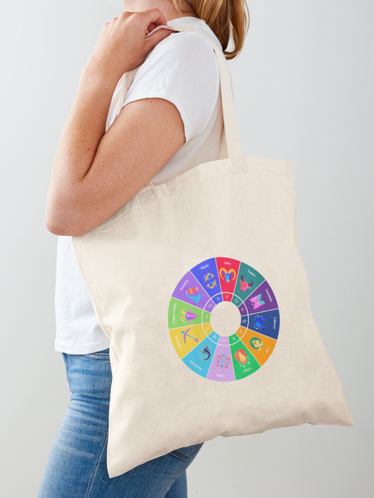 Imagen 1 de 5, Bolsa de tela con la obra Rueda del Zodíaco, diseñada y vendida por AstroSomething.