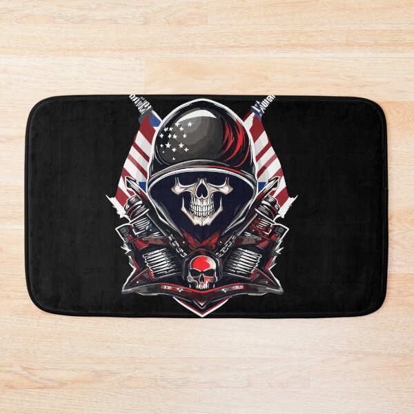 Item preview, American illustration biker skull designed and sold by Grafixfun.