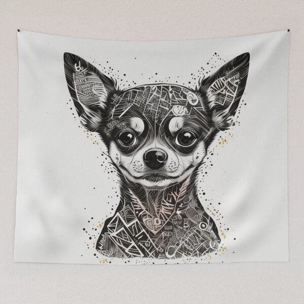 Item preview, Chihuahua monochrome drawing designed and sold by Julia Rudens.