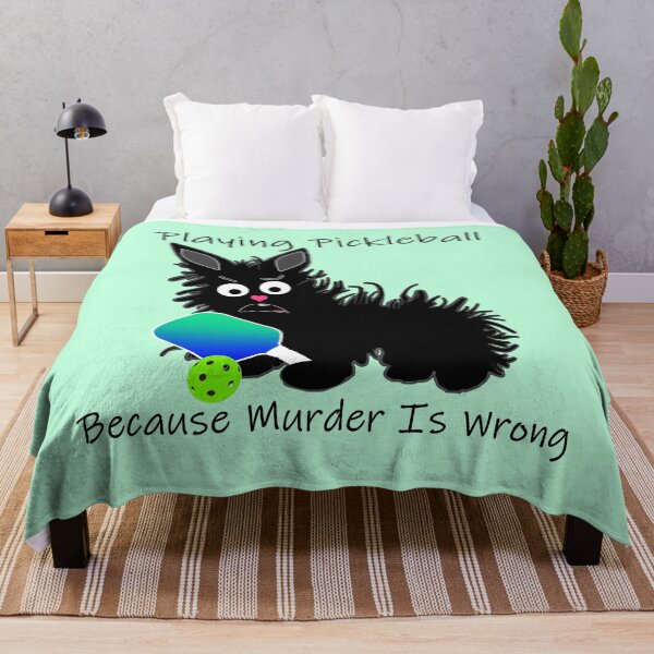 Item preview, Playing Pickleball Because Murder Is Wrong - Funny Wild Hair Black Rabbit designed and sold by GreenCarbon2112.