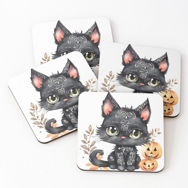 Item preview, Halloween Chibi Cat designed and sold by ArtsyWishesShop.