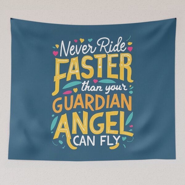 Item preview, Never ride faster than your guardian angel can fly  designed and sold by BuxomBabe21.
