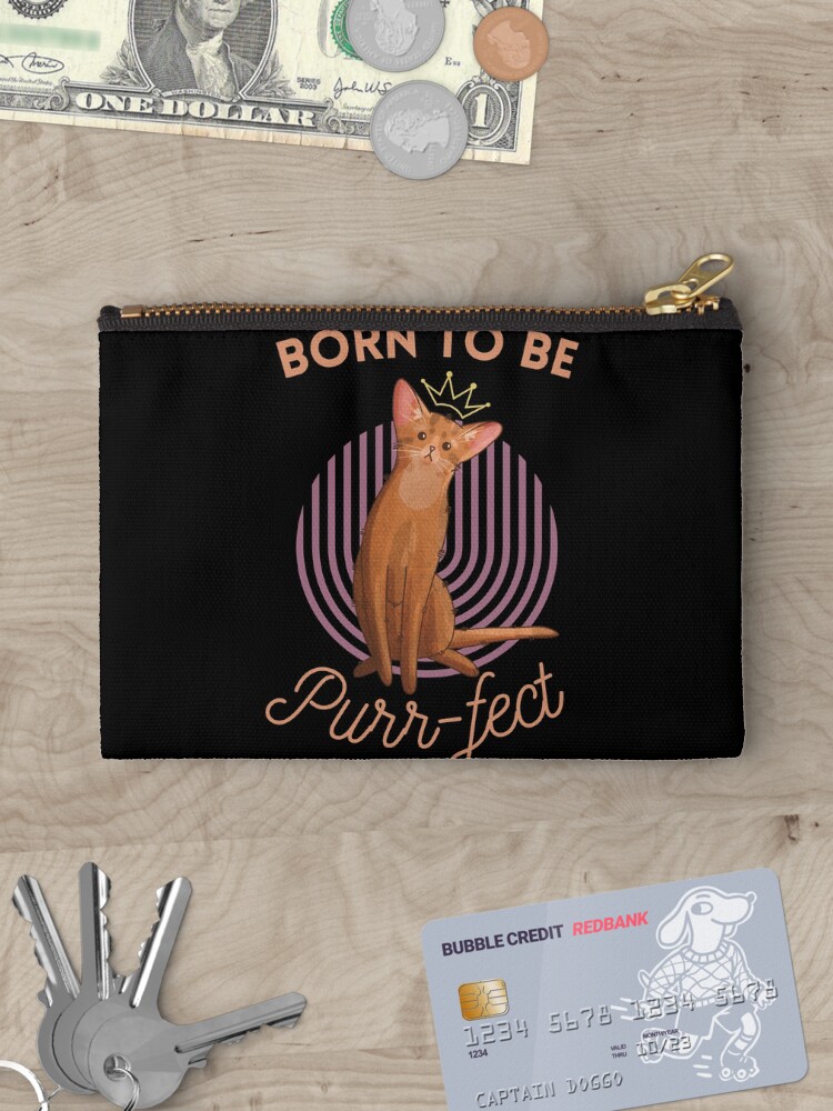 Thumbnail 3 of 4, Zipper Pouch, Born to be Purr-fect - Abyssinian Cat - Gifts for cat lovers designed and sold by FelineEmporium.
