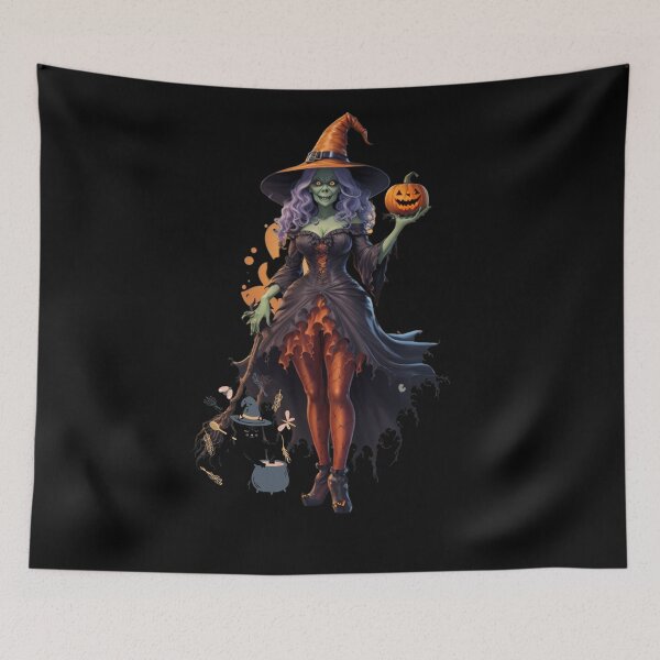 Item preview, Orange Zombie Witch with Her Black Cat. designed and sold by SirenasWorld.
