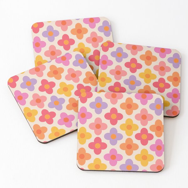 Item preview, Mid Century Mod Colorful Flowers on white designed and sold by Yasminepatterns .