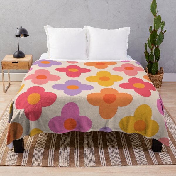 Item preview, Mid Century Mod Colorful Flowers on white designed and sold by Yasminepatterns .