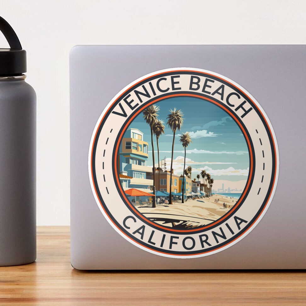 Venice Beach California Oval Magnet - 3x5 Inch Coastal Design Magnetic Sticker For Fridges & Metal Surfaces