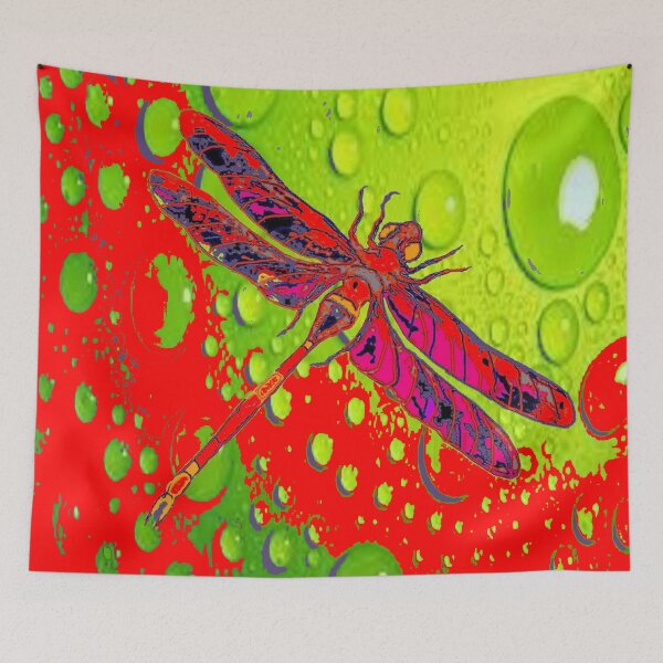 Item preview, RED DRAGONFLY  DESIGN  GREEN-RED ABSTRACT ART designed and sold by sharlesart.