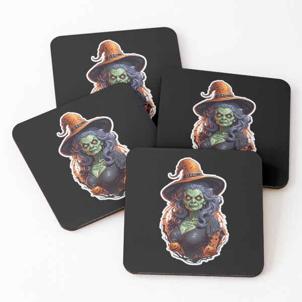 Item preview, Creepy Green Zombie Witch with Orange Hat designed and sold by SirenasWorld.