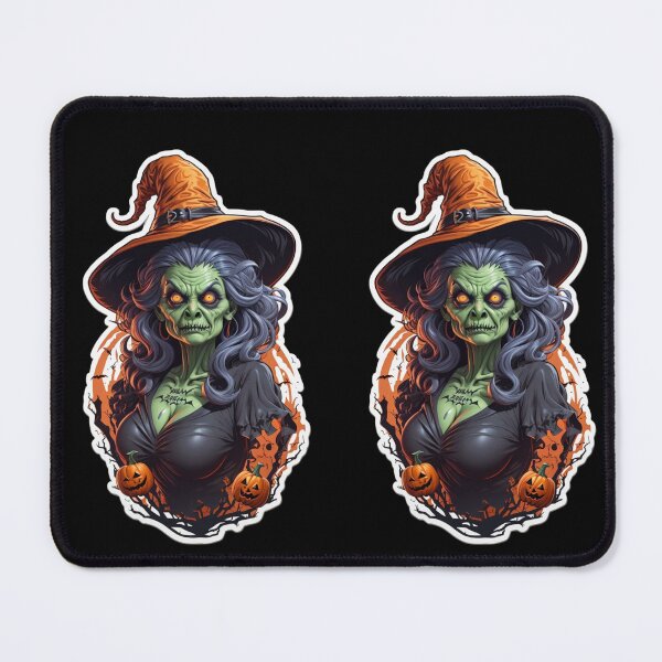Item preview, Creepy Green Zombie Witch with Orange Hat designed and sold by SirenasWorld.