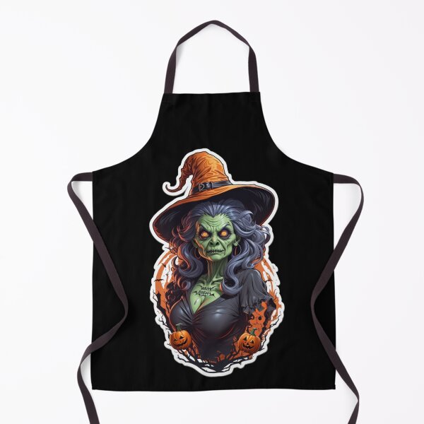 Item preview, Creepy Green Zombie Witch with Orange Hat designed and sold by SirenasWorld.