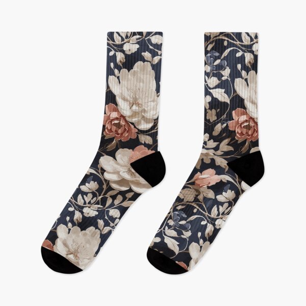 Item preview, Chintzy Modern Floral Pattern Beige And Midnight Blue designed and sold by Mehwish.