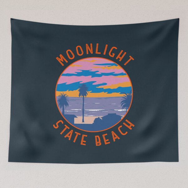 Item preview, Moonlight State Beach Retro Distressed Circle designed and sold by KrisSidDesigns.