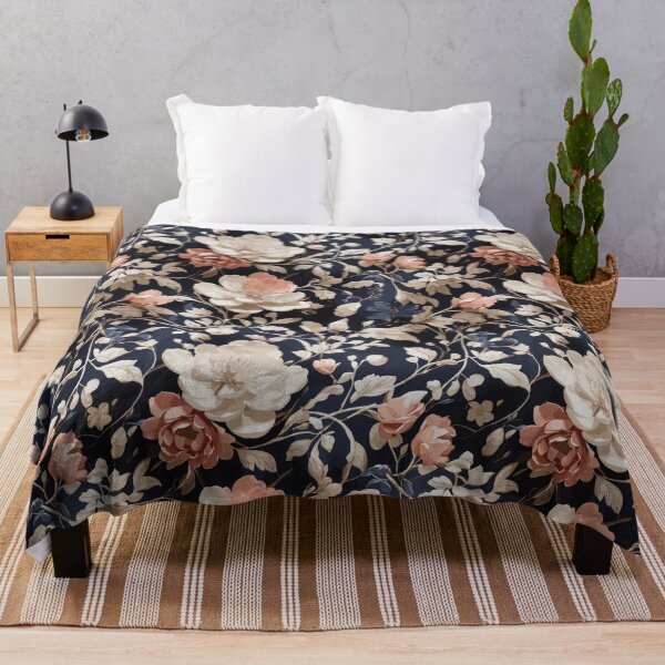 Item preview, Chintzy Modern Floral Pattern Beige And Midnight Blue designed and sold by Mehwish.