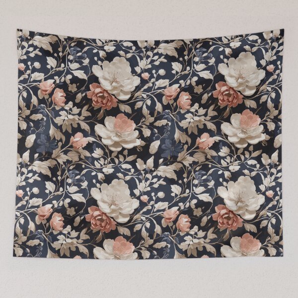 Item preview, Chintzy Modern Floral Pattern Beige And Midnight Blue designed and sold by Mehwish.