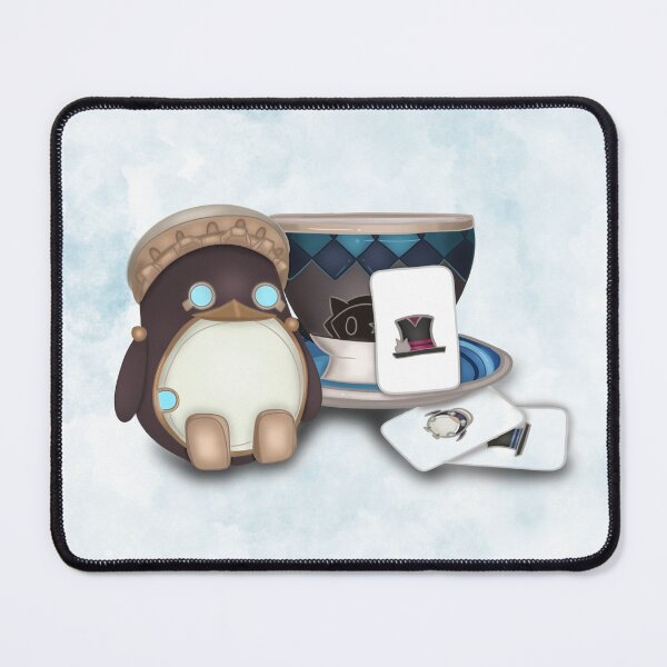 Item preview, Cute drawing of Freminet’s penguin, Lynette’s teacup and Lyney’s magic cards from Genshin Impact designed and sold by AnElementalGift.