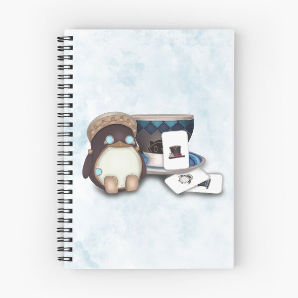 Item preview, Cute drawing of Freminet’s penguin, Lynette’s teacup and Lyney’s magic cards from Genshin Impact designed and sold by AnElementalGift.