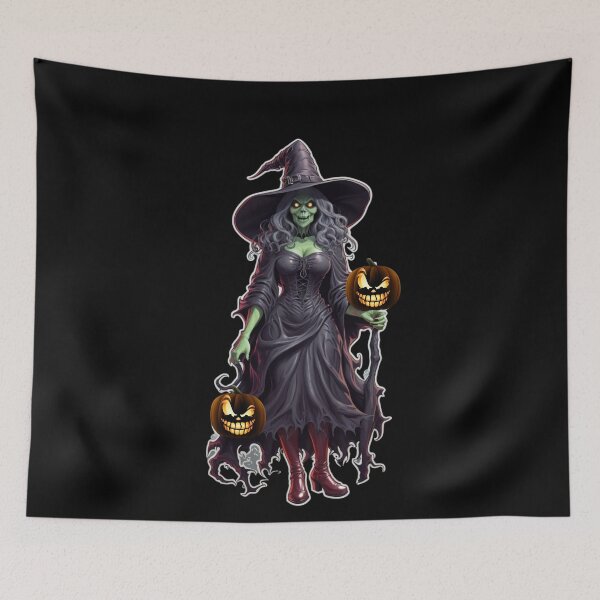 Item preview, Jack-o-Lantern Green Halloween Witch designed and sold by SirenasWorld.