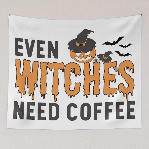 Item preview, Even Witches Need Coffee, Halloween designed and sold by Blonc-ou.