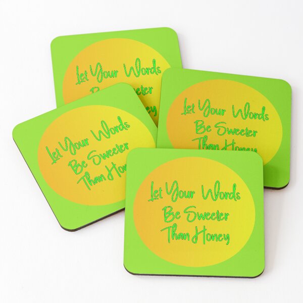 Item preview, Let Your Words Be Sweeter Than Honey, Script Style Green Font on Honey Coloured Background designed and sold by AASparksDesigns.