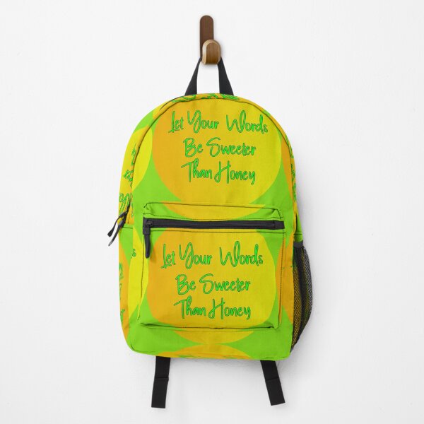 Item preview, Let Your Words Be Sweeter Than Honey, Script Style Green Font on Honey Coloured Background designed and sold by AASparksDesigns.